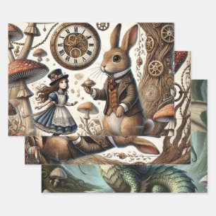 Alice im Wunderland weißes Kaninchen Geschenkpapier Set