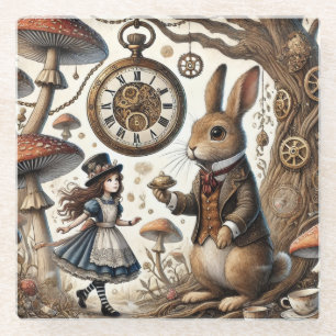 Alice im Wunderland weißes Kaninchen Glasuntersetzer