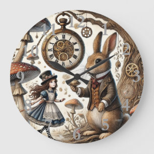 Alice im Wunderland weißes Kaninchen Große Wanduhr
