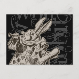 Alice im Wunderland Weißes Kaninchen Grunge (Singl Postkarte