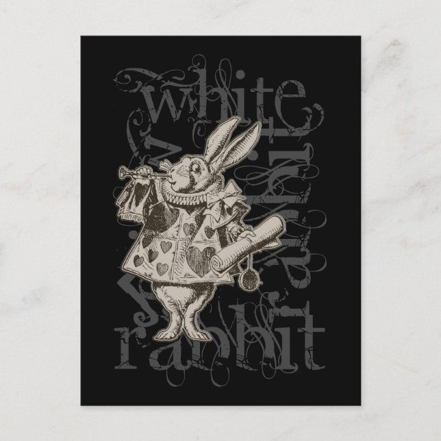 Alice im Wunderland Weißes Kaninchen Grunge (Singl Postkarte (Vorderseite)