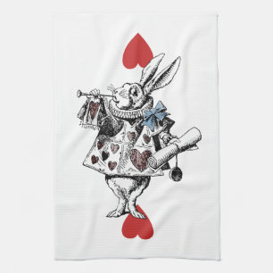 Alice im Wunderland-weißes Kaninchen-Herz-Tee-Tuc Geschirrtuch