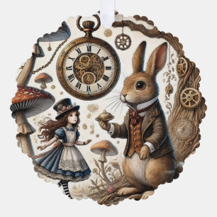Alice im Wunderland weißes Kaninchen Ornament Karte