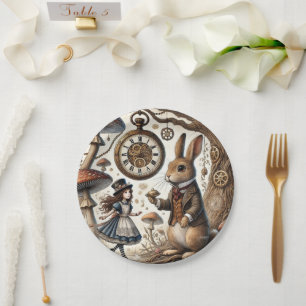 Alice im Wunderland weißes Kaninchen Pappteller