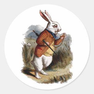 Alice im Wunderland Weißes Kaninchen personalisier Runder Aufkleber