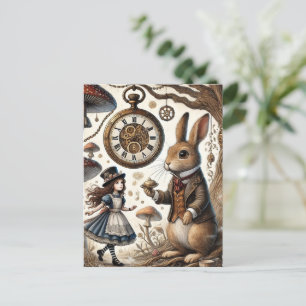 Alice im Wunderland weißes Kaninchen Postkarte