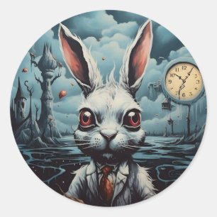 Alice im Wunderland Weißes Kaninchen Runder Aufkleber