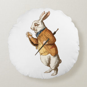 Alice im Wunderland - Weißes Kaninchen Rundes Kissen