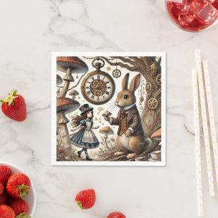Alice im Wunderland weißes Kaninchen Serviette