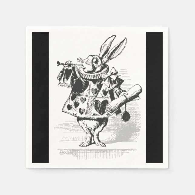 Alice im Wunderland Weißes Kaninchenpapier Napkins Serviette (Vorderseite)