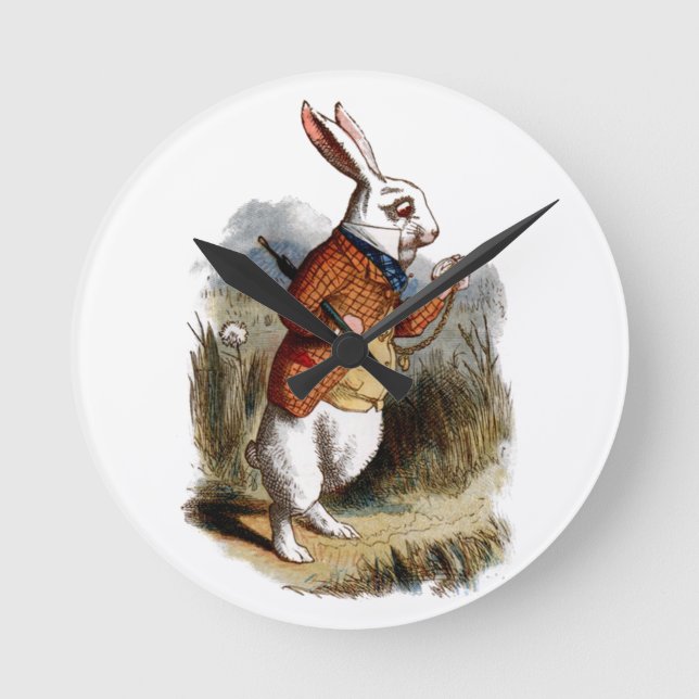 Alice im Wunderland White Kanbit Personalisieren M Runde Wanduhr (Vorderseite)