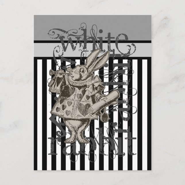 Alice im Wunderland White Rabbit Grunge Postkarte (Vorderseite)