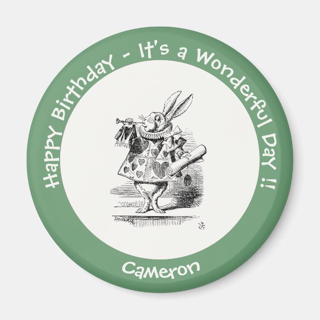 Alice im Wunderland White Rabbit Herald Birthday Magnet (Vorne)