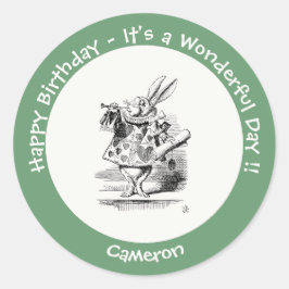 Alice im Wunderland White Rabbit Herald Birthday Runder Aufkleber