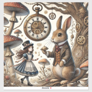 Alice im Wunderland White Rabbit Tee Art Aufkleber