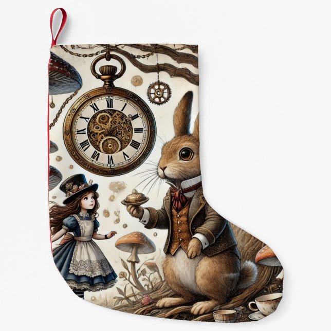 Alice im Wunderland White Rabbit Tee Art Kleiner Weihnachtsstrumpf (Vorderseite)