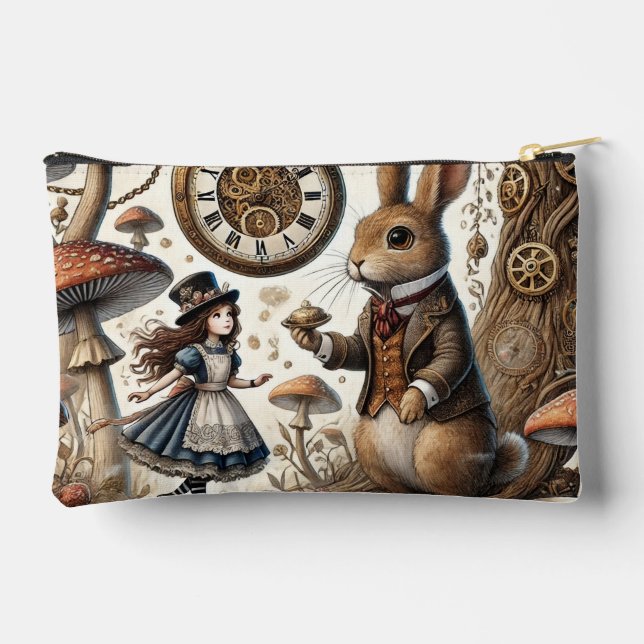 Alice im Wunderland White Rabbit Tee Art Zubehörtasche (Rückseite)
