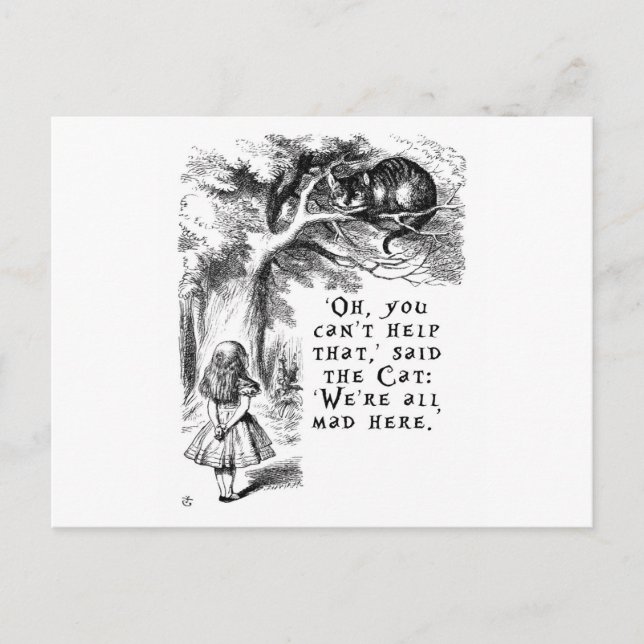 Alice im Wunderland - Wir sind alle wütend hier Postkarte (Vorderseite)