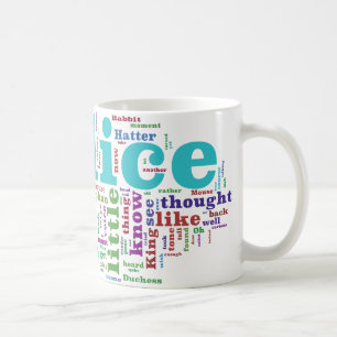 Alice im Wunderland-Wort-Wolke Kaffeetasse