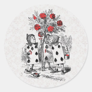 Alice im Wunderland Zeichnen der Rose Rot Aufklebe Runder Aufkleber