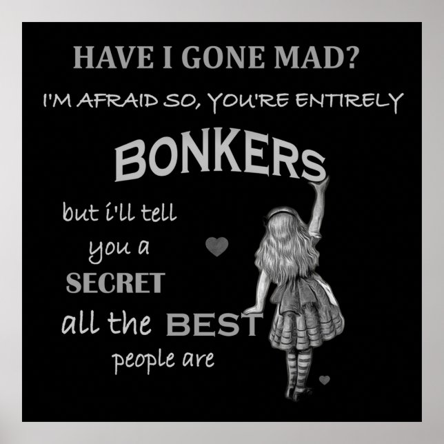 Alice im Wunderland Zitat Sie ganz Bonkers Poster (Vorne)