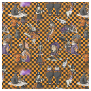 Alice im Wunderland zu Halloween in Orange/Schwarz Stoff