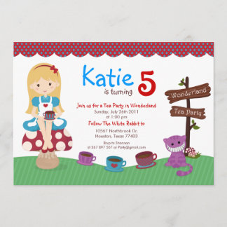 Alice im Wunderland zum Geburtstag Einladung