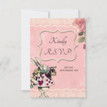 Alice im Wunderland zum Hochzeitsessen RSVP-Karte