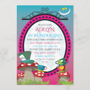 Alice im Wunderlandgeburtstags-Tee-Party Einladung