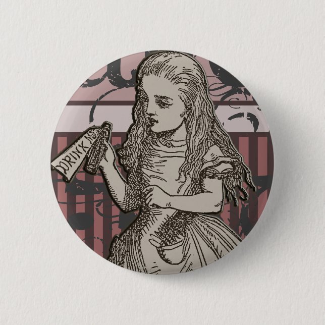 Alice im WunderlandGrunge (Rosa) Button (Vorderseite)