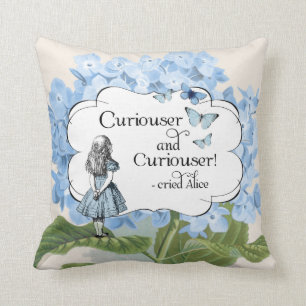 Alice im Wunderlandneugierigeres Hydrangea-Kissen Kissen