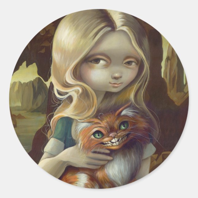 "Alice in a Da Vinci Portrait"-Aufkleber Runder Aufkleber (Vorderseite)