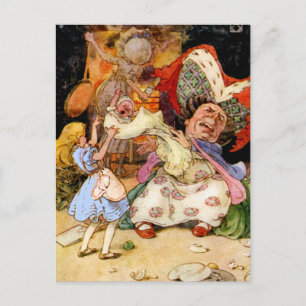 Alice in der Küche mit der Herzogin und dem Ferkel Postkarte
