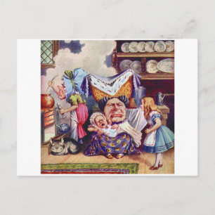 Alice in der Küche mit der Herzogin und dem Schwei Postkarte