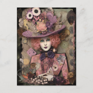 Alice in einem extravaganten Hut Postkarte