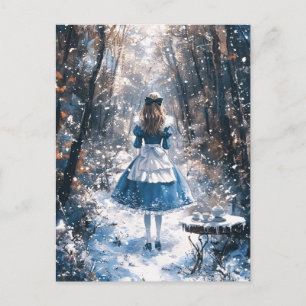 Alice in einem schneebedeckten Wunderland Postkarte