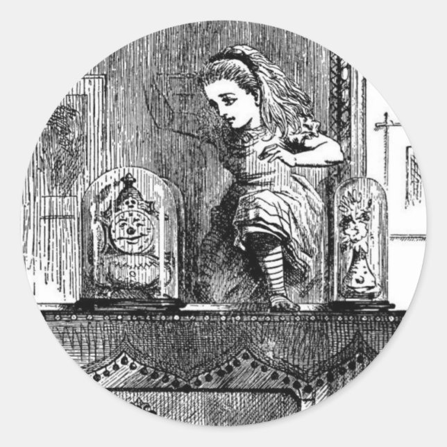 Alice in einem Spiegel Runder Aufkleber (Vorderseite)