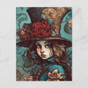 Alice in einem Top Hat Postkarte