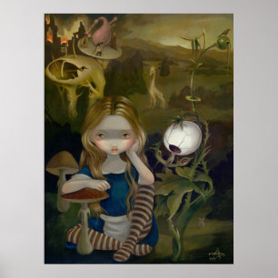 Alice in einer Bosch Landscape-Tiefbrotkunst Print Poster