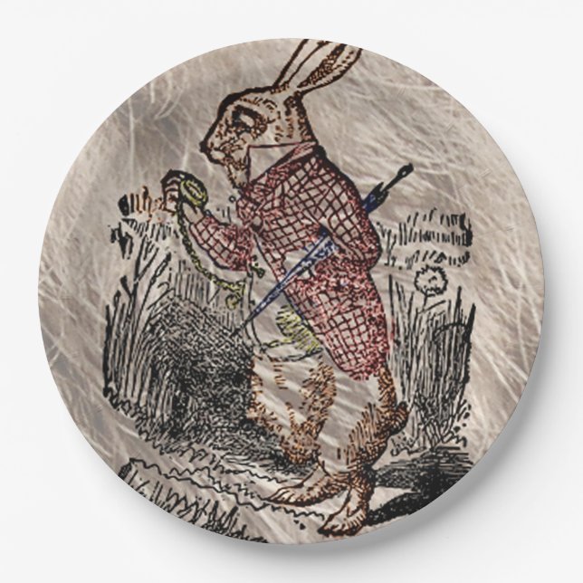 Alice #in Märchenland-Kaninchen-Skizze-Kunst Pappteller (Vorderseite)