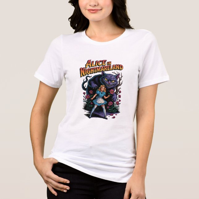 Alice in Nightmareland - Dunkler Cartoon Tri-Blend Shirt (Vorderseite)