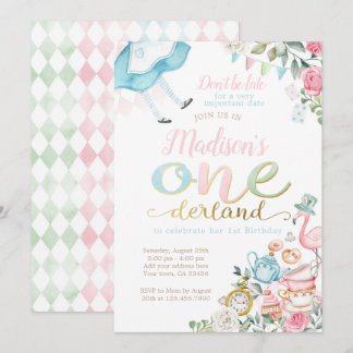 Alice in ONEderland 1st Birthday Einladung