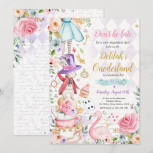 Alice in ONEderland Geburtstag Whimsical Tea Party Einladung