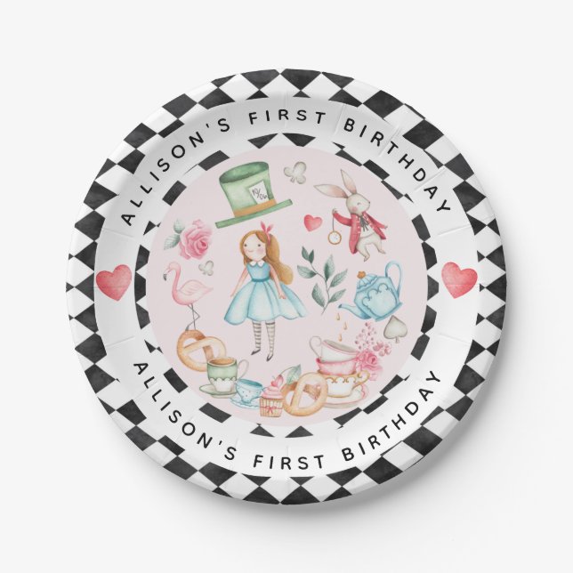 Alice in Onederland Tea Party Girl Pappteller (Vorderseite)
