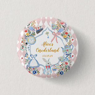 Alice in Onederland Whimsical Birthday Button