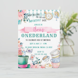 Alice in Onederland Wonderland Einladung zum Gebur