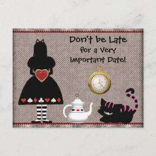 Alice in Wondeland Save the Date Babydusche Ankündigungspostkarte