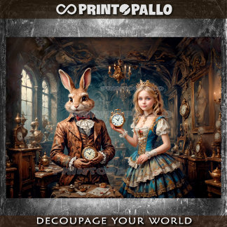 Alice in Wonderland and The March Hare - Decoupage Geschenkpapier Set