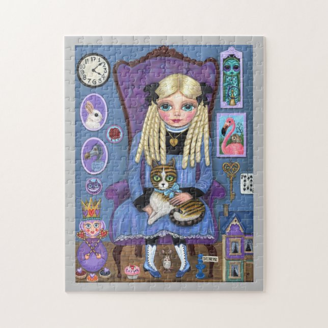 Alice in Wonderland & Dinah Cat Cute Fairy Tale (Vertikal)
