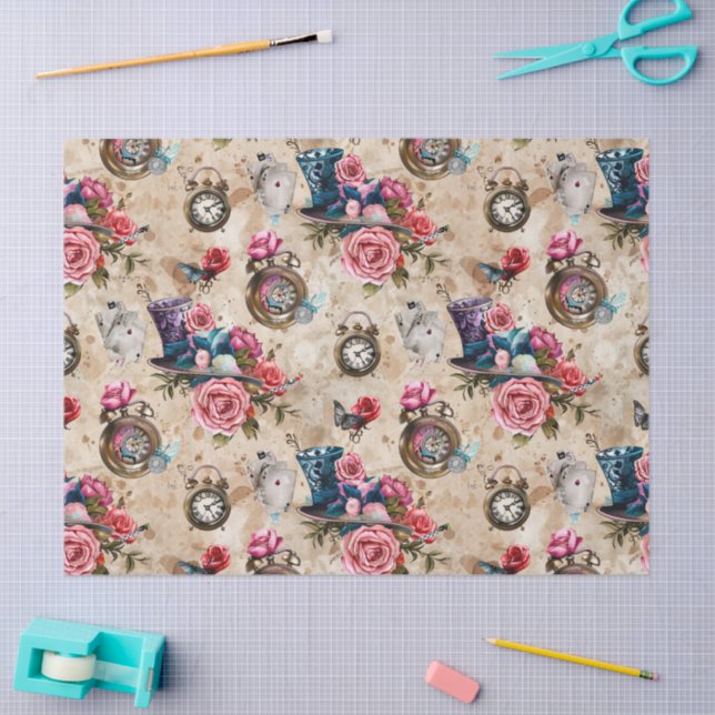 Alice in Wonderland Pattern Seidenpapier (Basteln)